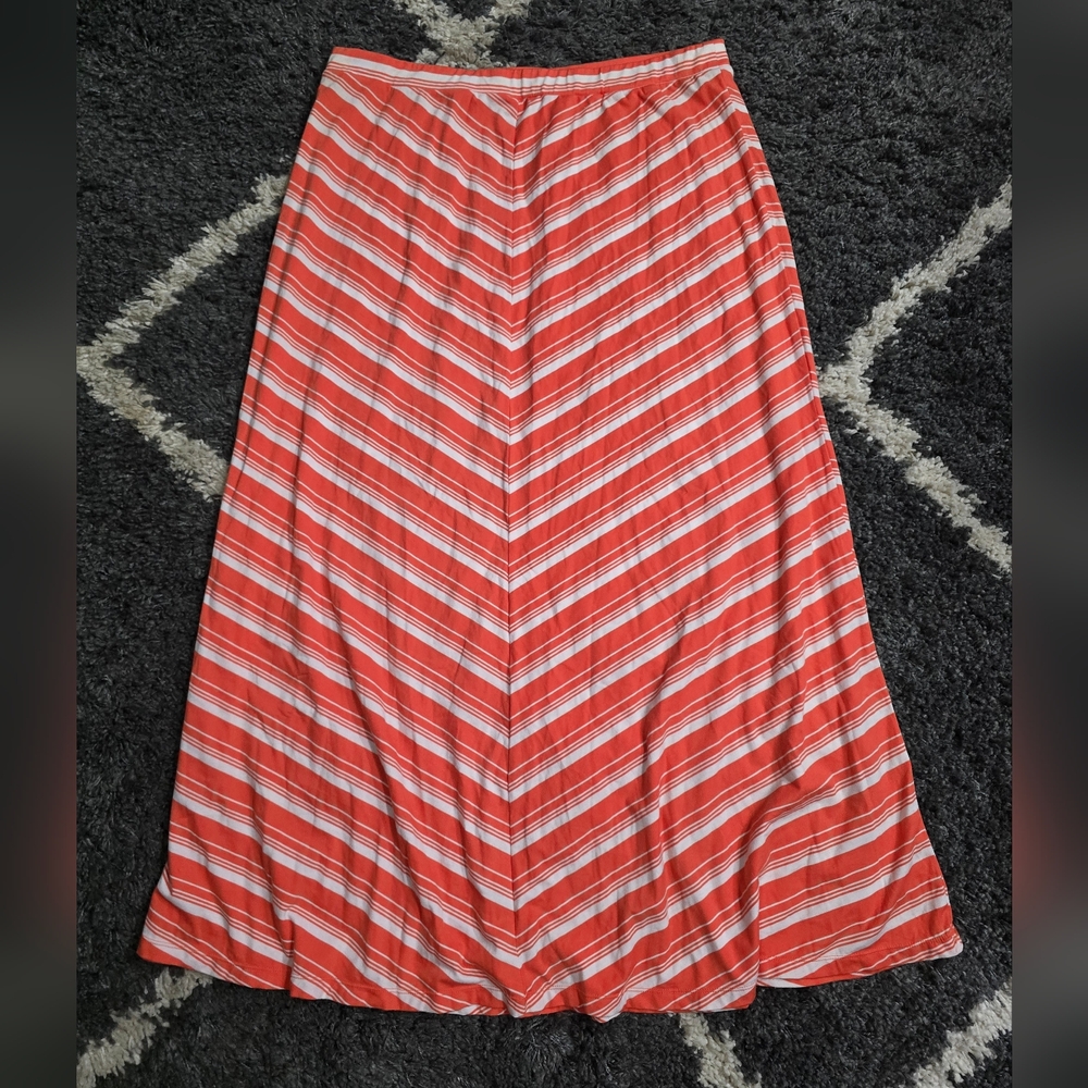 Mix & Co Plus Size Orange & White Striped Elastic Waist Stretch Skirt Size 3X